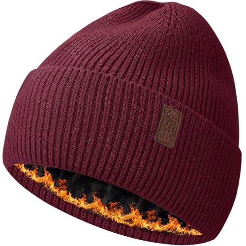 Fleece Lined Winter Beanie Women Warm Windproof Beanies