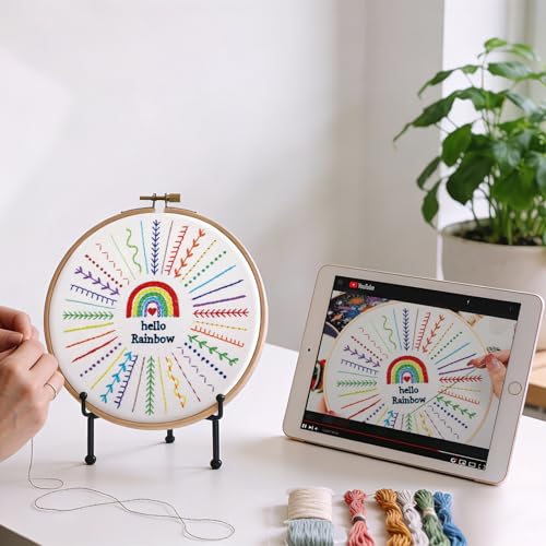 Image of Beginners Embroidery Stitches Practice Kits for Adults, Easy Embroidery Starters Kits for Beginners to Learn 32 Stitches, Hand DIY Embroidery Sets Needlepoint kits for adults, 1 Hoop (Video Tutorial)