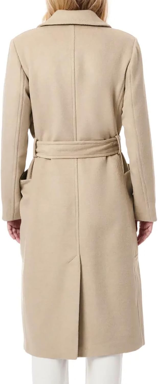 Danedvi Women's Notch Lapel Collar Pea Coat Long Sleeve Casual Fall Winter Long Overcoat with Belt - Image 4