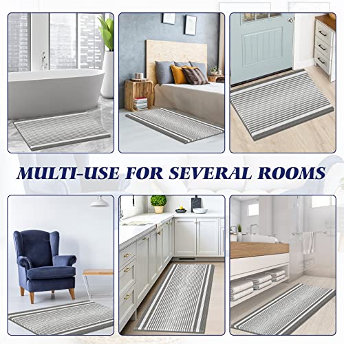 Sunhop Bathroom Rugs Bath Mat Set, 2 Piece Soft Plush Chenille Bathroom Runner Rug, Absorbent & Non Slip Bath Mat For Tub, Bedroom And Shower Floor, Machine Washable (20" X 47" Plus 20" X 20", Grey) #TOP4