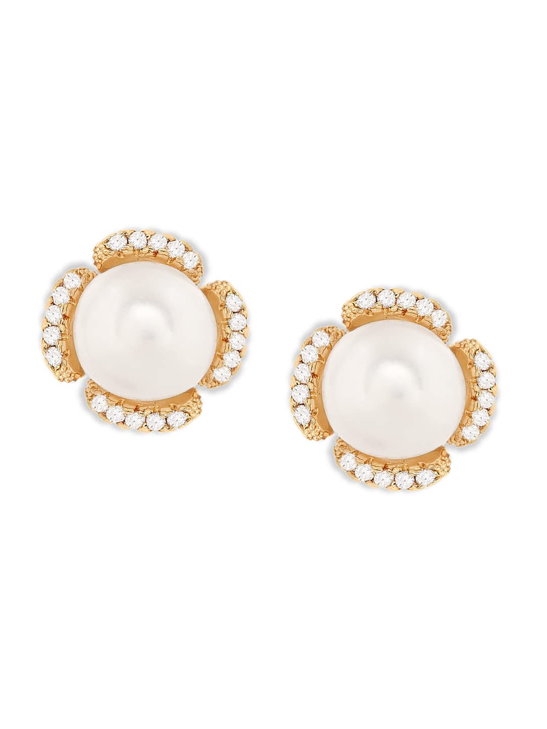 Zaveri Pearls White Freshwater Pearl & Cubic Zirconia Brass Studs Earring For Women-ZPFK11389 (B09K5NY6HM) Amazon Price History, Amazon Price Tracker