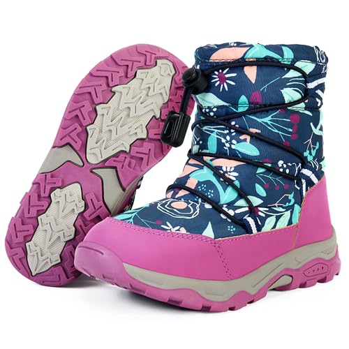 PolarPals Toddler Snow Boots Boys Girls Winter Shoes Waterproof Slip Resistant Outdoor Warm Boots for Little Kids (Purple,9.5)