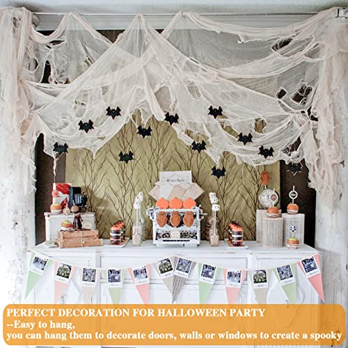 Image of ZeeDix 6 Pack White Halloween Creepy Cloth 30 x 75 Inch - Halloween Cheesecloth Decoration Spooky Scary Gauze Black Cheese Cloth for Party Supplies Outdoor Yard Home Wall Doorway