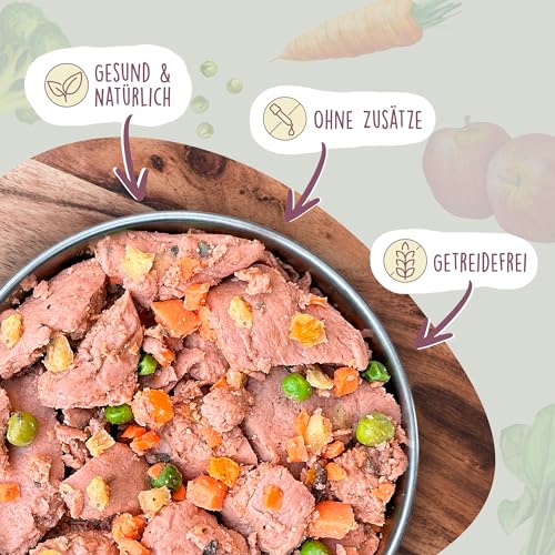 Fidelis – Gekochtes Frische-Menü mit Huhn, Süßkartoffel, Karotte & Kürbis (6 x 400g Glas) – Hundefutter mit 70% Fleischanteil & frischen Zutaten – Nassfutter ohne Zusätze & ungekühlt haltbar