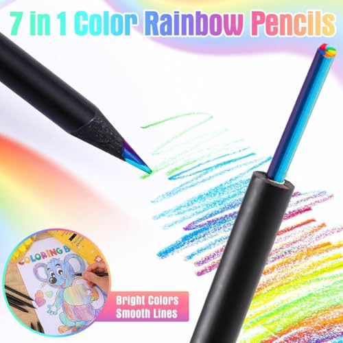 Image of AMENDAS 12 Colors Rainbow Pencils for Kids and Adults, Multi-Colored Wooden Pencils for Drawing, Sketching, and Coloring, Pre-Sharpened Art Supplies for Boys and Girls
