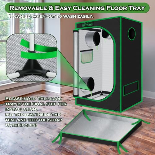 Image of 24 inchx36 inchx60 inch6000D Mylar Hydroponic Growing Tent for Plants