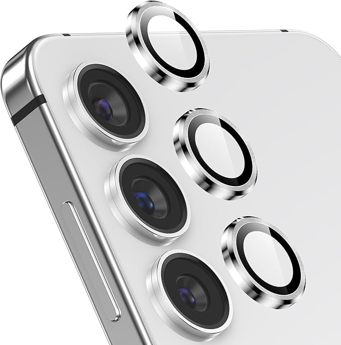 Image of Camera Lens Protector for SAMSUNG GALAXY S25 SILVER HD Clear Camera Lens Case Friendly Scratch Resistant Lens Cover Full Coverage Camera Guard Waterproof Heavy Duty Camera Protector
