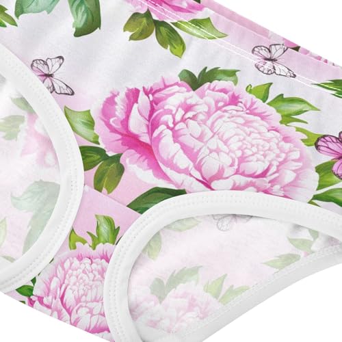 Joisal Toddlers Underwear Floral 2t Cotton Panties Little Girl Fancy Briefs Kids Undies Pink White Peonies Green Leaves4