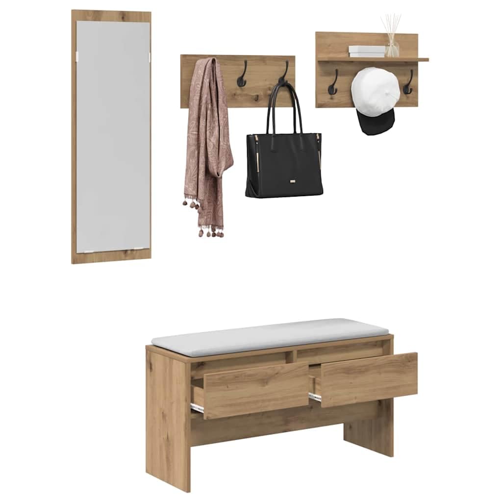Ensemble de meubles de couloir 4 pièces Chêne 90 x 31 x 46,5 cm