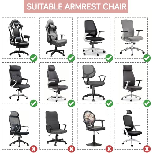 Image of HOKIPO 210gsm Jacquard Water Repellent Armrest Covers for Office Chair (Elastic Style), 1 Pair, Pink (AR-5931-PNK)