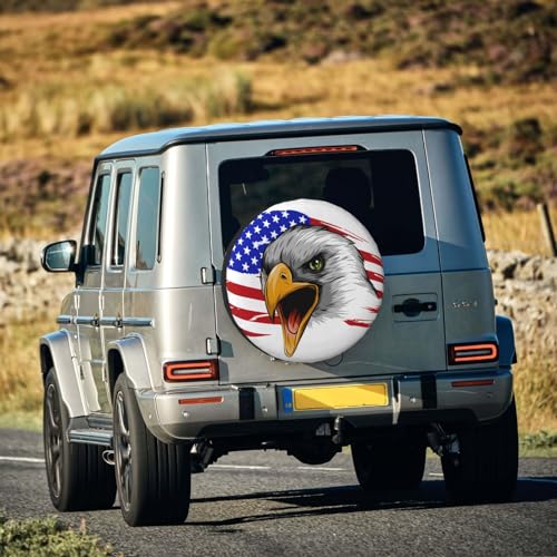 Image of Spare Tire Cover American Eagle with Flag Wheel Covers USA Flag Weatherproof Universal Wheel Protectors for Rv SUV Camper Travel Trailer 16 Inch
