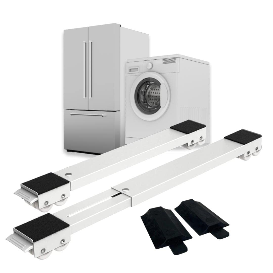 fico Base ajustable para lavadora con ruedas, Base de Lavadora Secadora con freno reforzado, Soporte móvil extensible, Base para Refrigerador, Muebles o Secadoras con 300 KG de capacidad