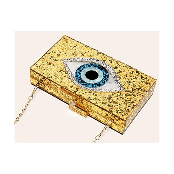 LETODE Acrylic Clutch Bags Glitter Purse Perspex Bag Handbags for Women (GOLD) - Image 6