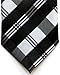 Retreez Plaid Check Patterns Woven Microfiber Skinny Tie - Black and Grey