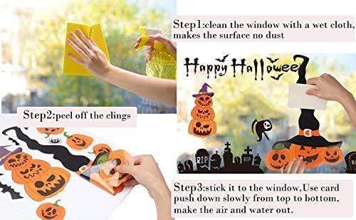 DERAYEE 7 Sheets Halloween Decoration Stickers, 109 PCS Halloween Pumpkin Ghost Skull Window Clings Room Decoration