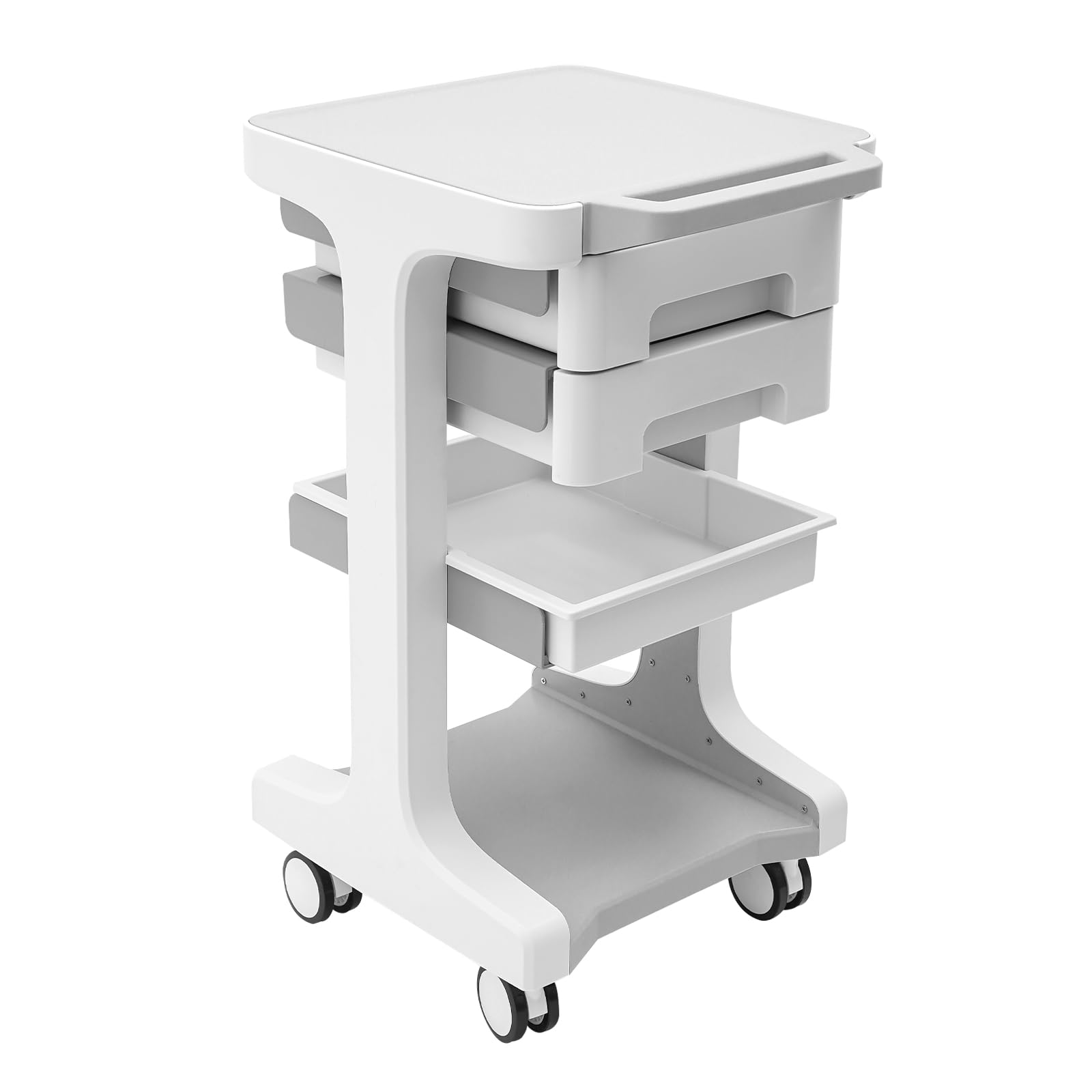 Carrello medico con 2 cassetti 41x41x67cm, carrello per salone di bellezza, carrello cosmetico, capacità di carico 50kg, carrello per salone di bellezza con vano portaoggetti, 4 ruote