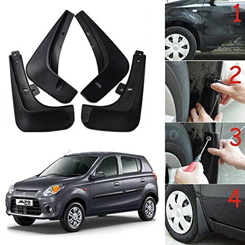 Image of Oshotto (O.E.M Fitting Cup Type) Mud Flap /Splash Guard Compatible with Maruti Suzuki Alto 800 (Set of 4)