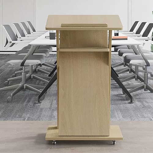 Púlpito de arco de madera minimalista con ruedas, atril inclinado ajustable para aula, conferencia y boda, escritorio portátil de pie con fácil montaje
