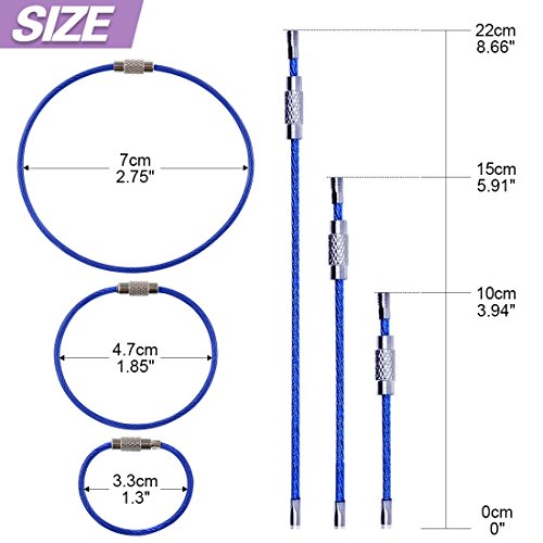 Swpeet 45Pcs Metal Wire Keychains Kit, 5 Colors And 3 Sizes Cable Keyrings 2Mm Key Rings Loops With Stainless Steel Connecter For Hiking Luggage Id Tags - 4 Inch, 6 Inch, 7.8 Inch #TOP1