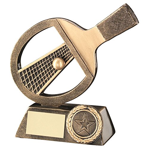 Lapal Dimension Trophée raquette de tennis de table BRZ/doré - (centre de 2,5 cm) 12,7 cm