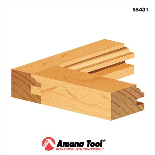 Jeu de fraises de défonceuse ogee stile et rail Amana 55431 avec queue de 1/2 pouce