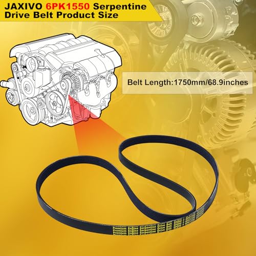 Image of 12669858 Serpentine Belt V-Ribbed Drive Belt Compatible with 19-26 Silverado /Sierra 1500 V8 5.3L 6.2L,21-26 Tahoe Suburban Escalade ESV Yukon XL V8 6.2L,Replace 6PK1750