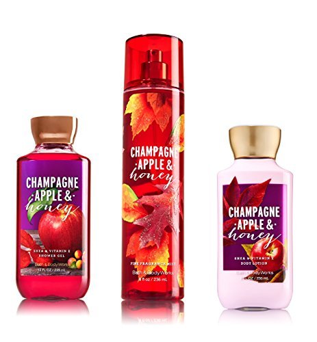 Bath & Body Works ~ Signature Collection ~ Champagne Apple & Honey ~ Shower Gel ~ Fine Fragrance Mist & Body Lotion ~ Trio Gift Set
