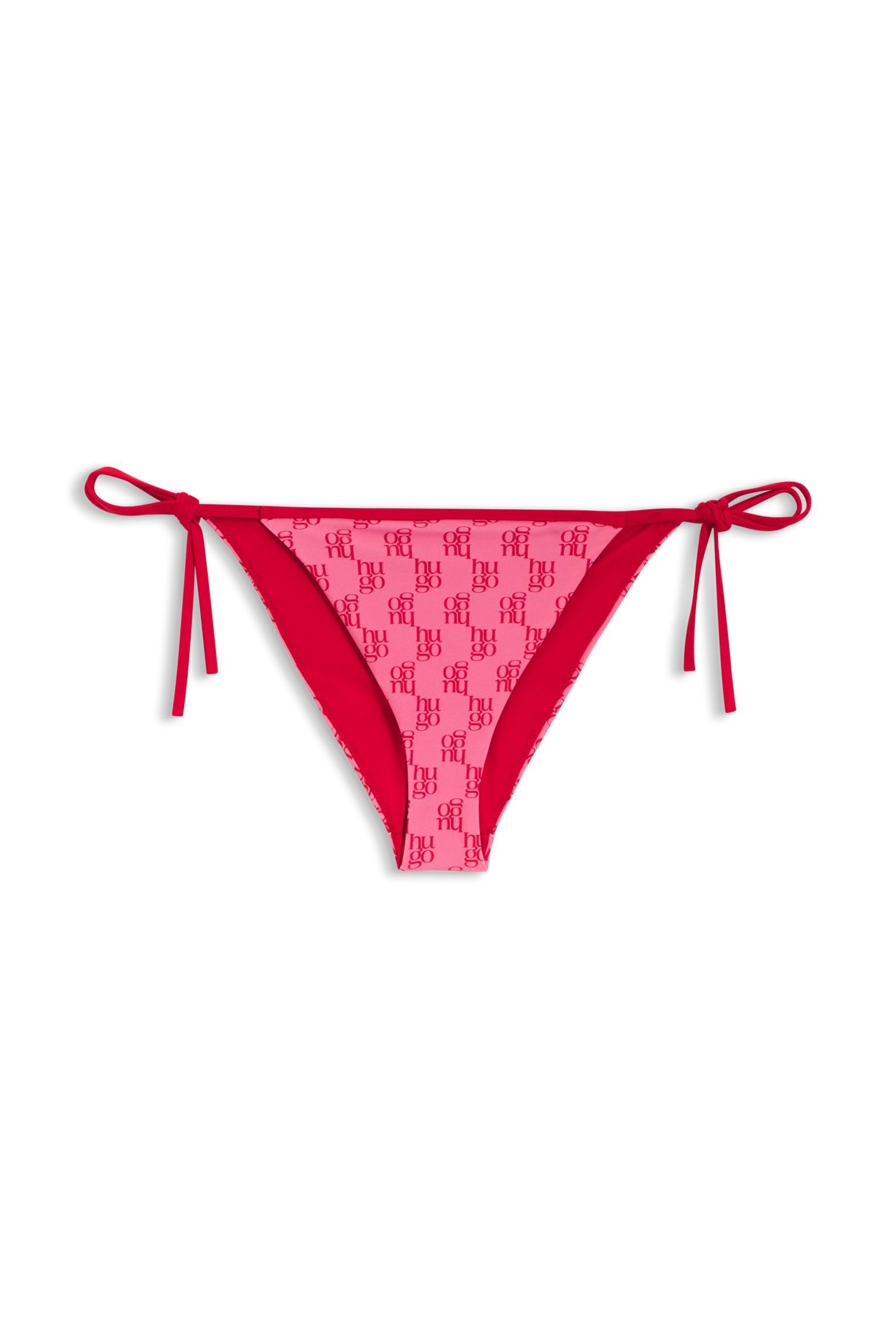 HUGO Womens MONOGRAM SIDE TIE Bikini bottoms with printed stacked logos