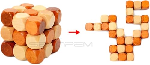 Miniatura 10 de 6 rompecabezas de madera para el cerebro 3D, bloques entrelazados para niños y adolescentes, juegos casurales de entrenamiento de lógica cerebral (E)