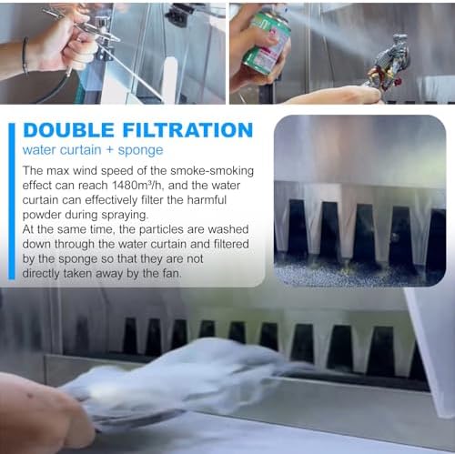 Professional Paint Spray Booth Kit - Low Noise 56dB, Automatic Water Pump, Efficient Filtration System, Easy Setup for DIY Projects & Workshops, Perfect for Artists and Craftsmen