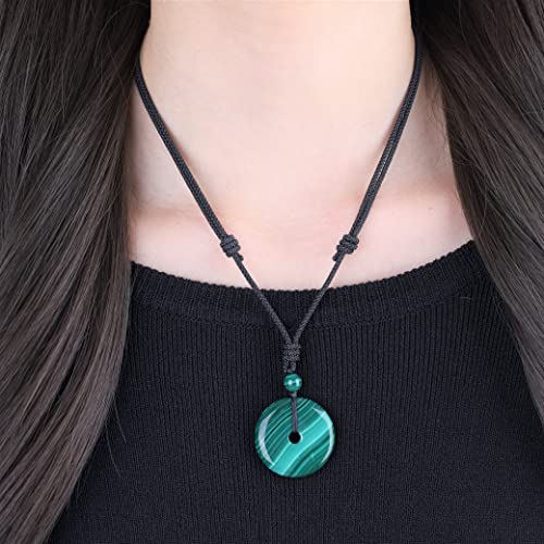 AmorWing Adjustable Round Donut Malachite Pendant Grounding Stone Protection Necklace3