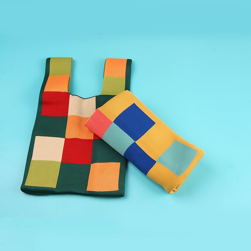 2PCS Trendy Colorblock Knitted Satchel Bag - All-Match Stylish Handbag for Daily Use & Shopping4