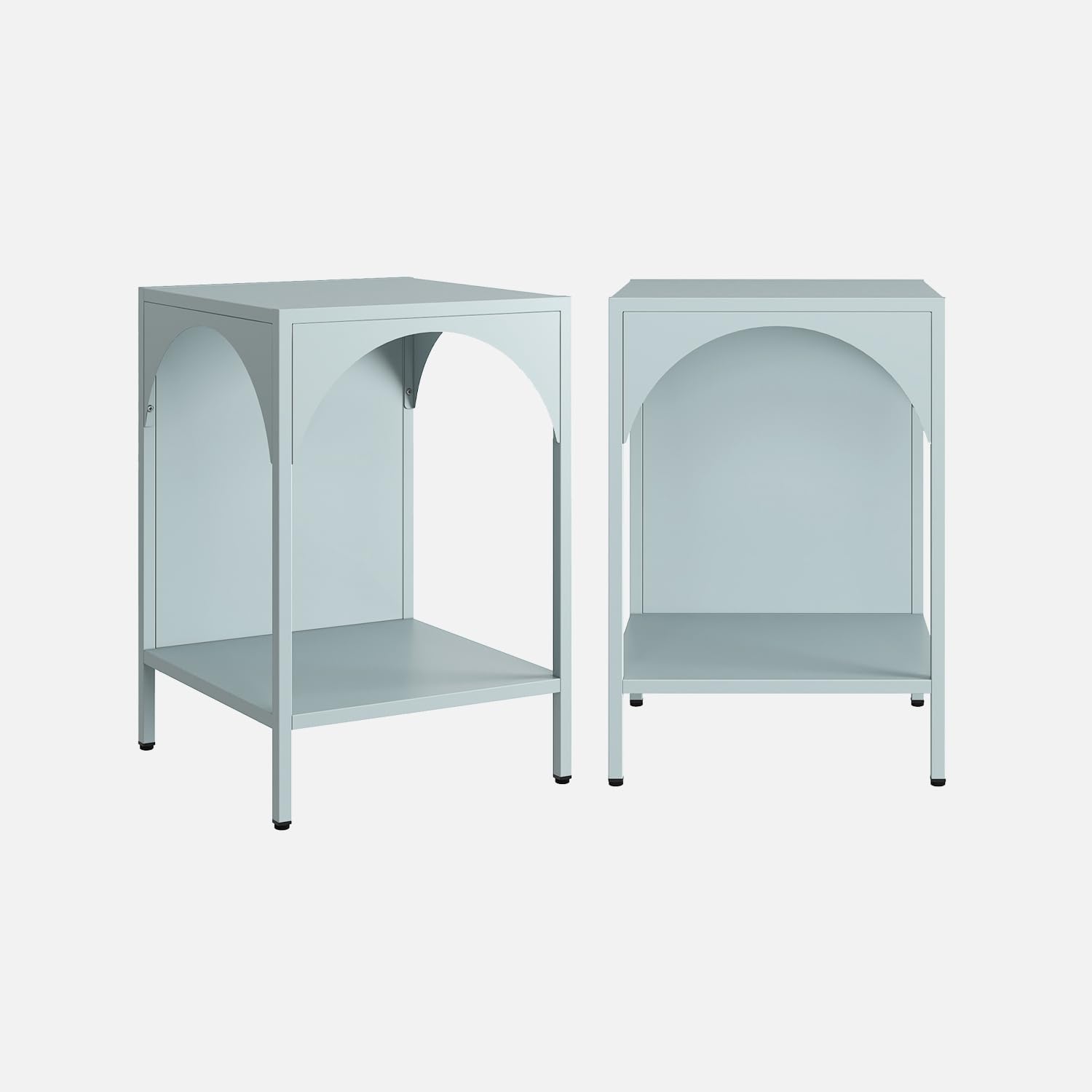 sweeek - Lot de 2 Tables de Chevet. Tables d'appoint en métal Style Industriel. Bleu Clair. L 35 x l 35 x H 52cm