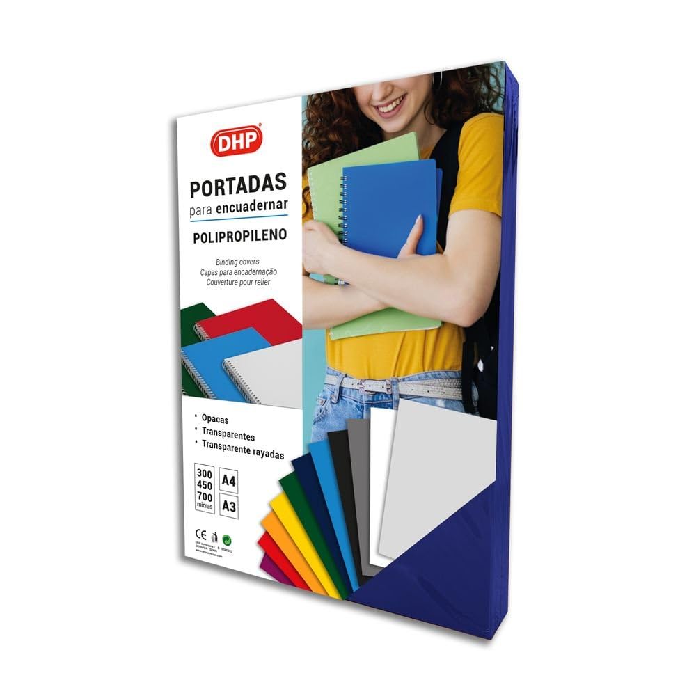 Pack de 100 Portada para Encuadernar de Polipropileno, 0,45 mm de grosor, Formato A4, Azul Oscuro