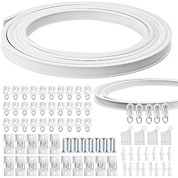 Cortina Ducha Techo 5 Metros Flexible Riel de Cortina de Techo, Curvado Techo Pista de Cortina con Montaje Accesorios para Divisor de Habitación Cortina de Ducha Ventana Sistema de Pista de Cortina de Hospital (Blanco)