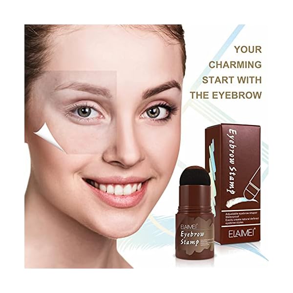 Eyebrow Stamp Kit, Eyebrow Shaping Stamp Makeup Kit, One Step Eye Brow Stamp, Long Lasting Eyebrow Makeup Tool with 10 Reusable Eyebrow Stencils, 2 Eyebrow Brushes, 3 Colors (Medium Brown)