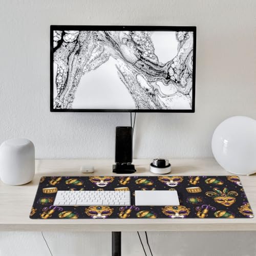 Tapis de souris de jeu grand format mascarade dorée et violette - 6
