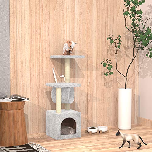 HOMIDEC Cat Tree, 90cm Cat Scratch Posts 3 Tier Stable Cat Climbing