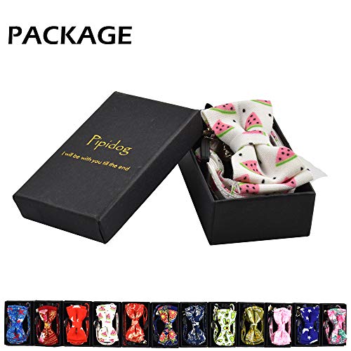 Image of Bow Tie Kitten Collar with Bell and Accessories, Printing Breakaway Cat Collar for Kitty 10 Colors Adjustable 7.5-11in (Watermelon)