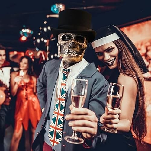 Littlevolesherry Halloween Skull Mask Scary Full Head Latex Skeleton Mask Moving Jaw,Creepy Biochemical Bare Brain Mask Halloween Decorations thumb #2