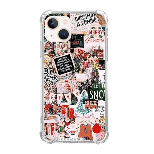 KatocZarl Ästhetische Weihnachts-Collage Handyhülle kompatibel mit iPhone 15 Plus, trendige, coole Weihnachts-Handyhülle für Damen und Herren, coole, trendige TPU-Schutzhülle für iPhone 15 Plus