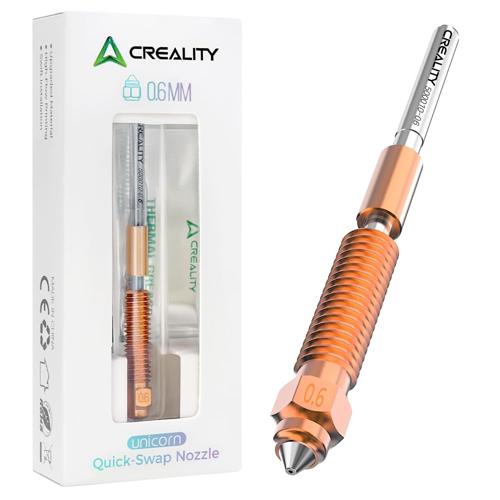 Creality K1 SE Nozzle 0.6mm, Original K1C Unicorn Quick-Swap Nozzle with Titanium Alloy Heat Break, Copper Alloy and Hardened Steel for Creality K2 SE
