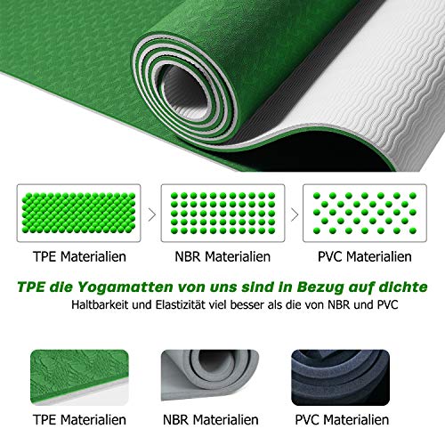 KUYOU Yogamat, gymnastiekmat, antislip, ftalaatvrij, fitnessmat, TPE, hypoallergeen, oefenmat, voor yoga, pilates, fitness, workout en gymnastiek, trainingsmat, 183 cm x 61 cm x 6 mm - Image 4