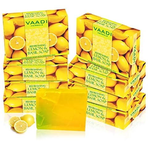 Vaadi Herbals Lemon & Basil Oil Bar Soap, 2.65 Ounce Each (Pack of 8) Cover