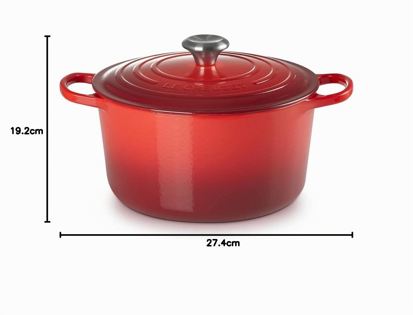 Le Creuset Hoher runder Bräter aus Gusseisen, 26cm, Kirschrot, 21195260602430