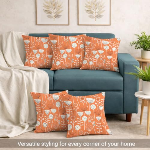 Image of STITCHNEST 'Little Meadow Series' Cushion Cover | Set of 5 | Floral Cushion Cover 16 inch x 16 inch