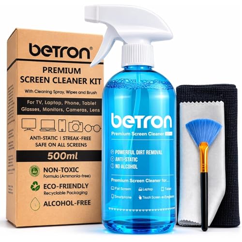 Betron Screen Cleaner Spray Kit with Cloth for TV Laptop Monitor 500ml
