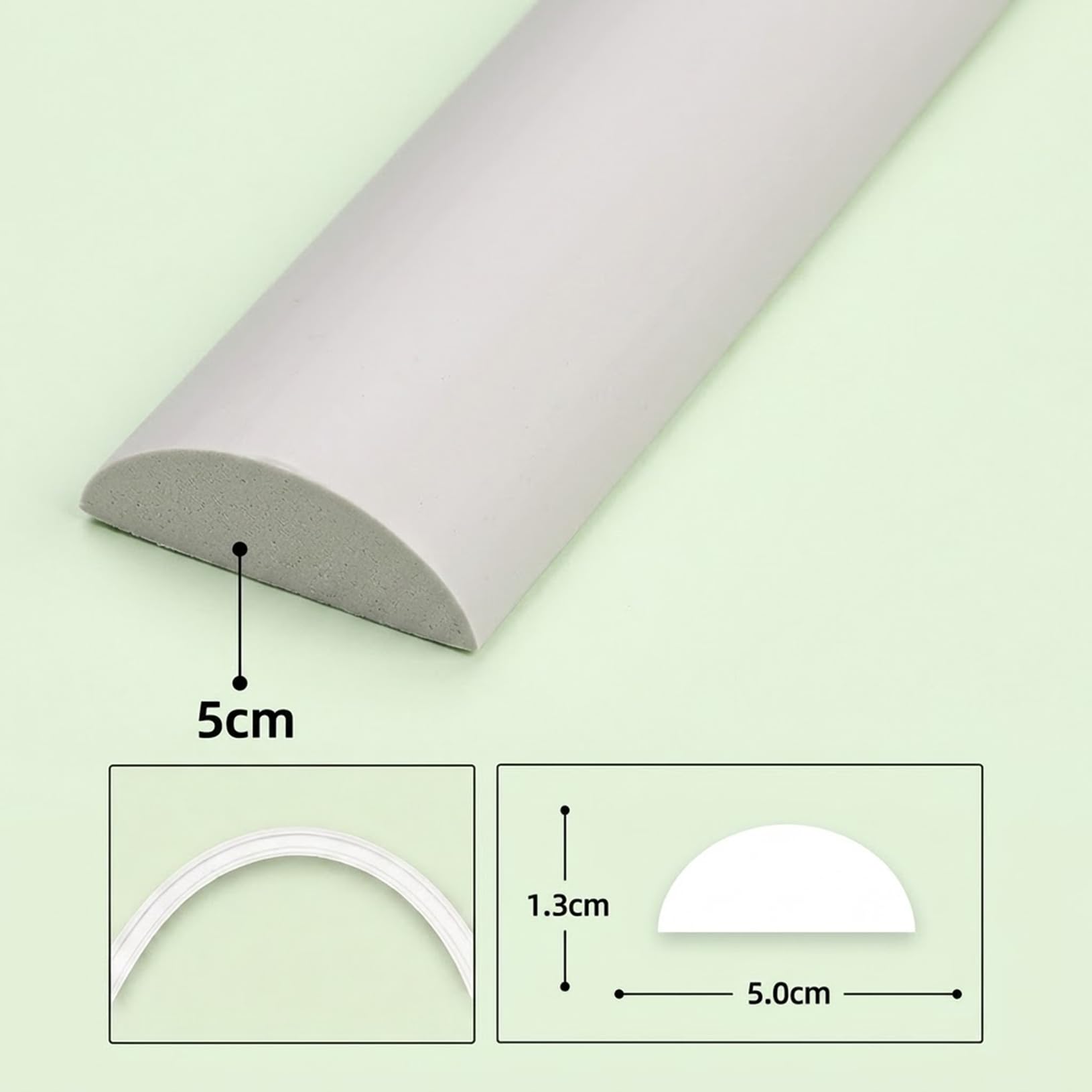 Elastyczna Listwa Ozdobna PVC 5cm/1.96“ Wąska DIY Listwa Dekoracyjna Do Malowania Wodoodporna Listwa Wykończeniowa Do Ścian, Sufitów, Szafek I Luster White,7M