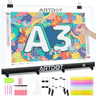 ARTDOT Podświetlana deska kreślarska A3 do haftu diamentowego 5D, regulacja jasności, płyta świetlna z podstawką