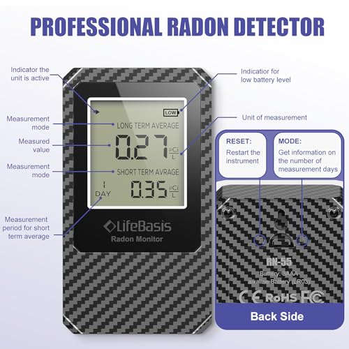 Lifebasis Radon Detector, Radon Test For Home With Long And Short Term Radon Meter thumb #5
